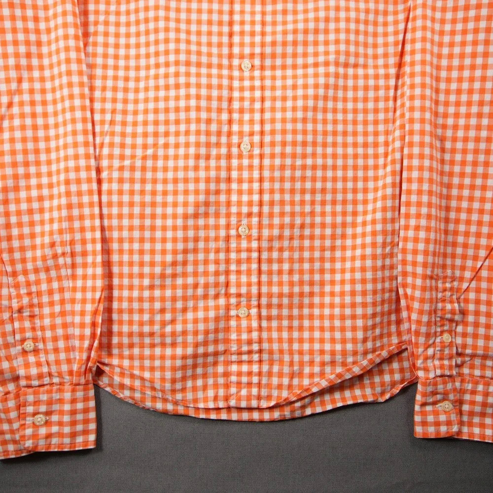 Youth Polo Ralph Lauren Gingham Plaid Long Vacation Costal Orange Shirt XL